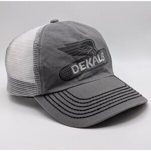 DEKALB SEED Cap Hat Trucker Mesh Gray White Strap Back Adjustable Farmer Work